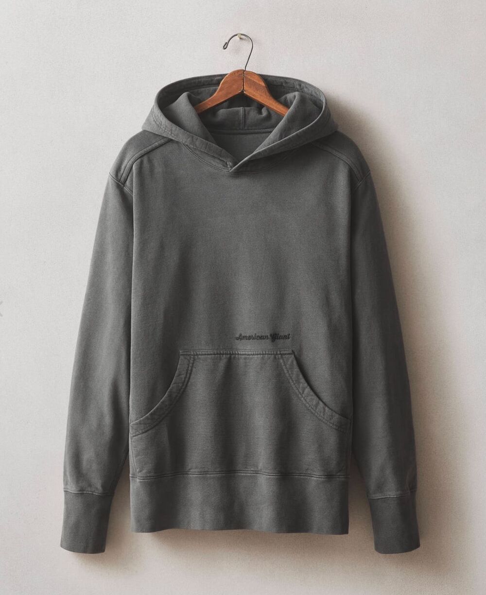 American Giant Pullover Hoodie Mens Large Charcoal Gray Vintage Wash AG Logo NWT